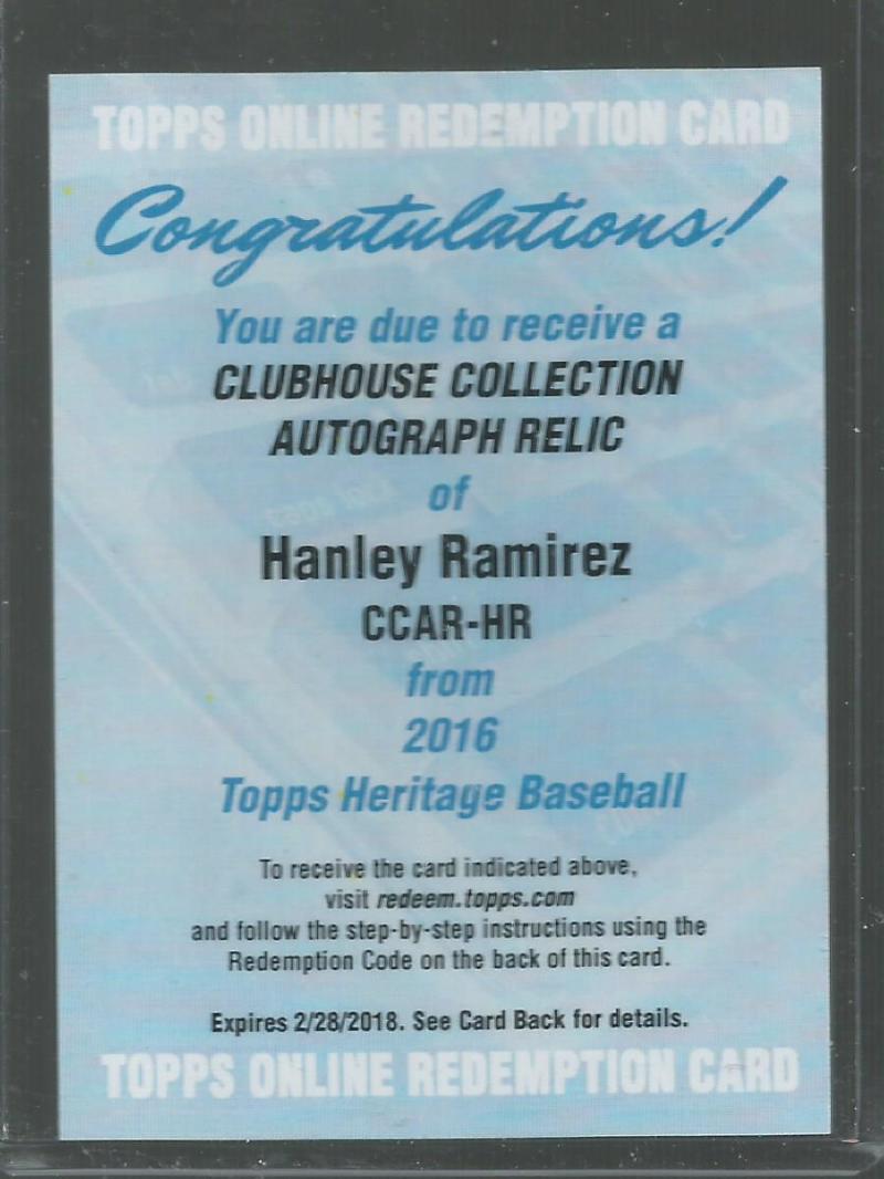 2016 Topps Heritage Clubhouse Collection Autographes Relics