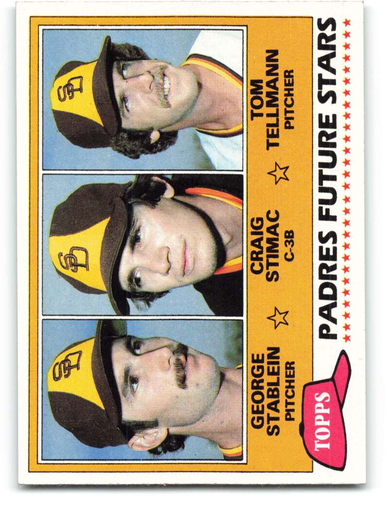 1981 Topps #356 George Stablein/Craig Stimac/Tom Tellmann Padres Rookies RC Rookie Card