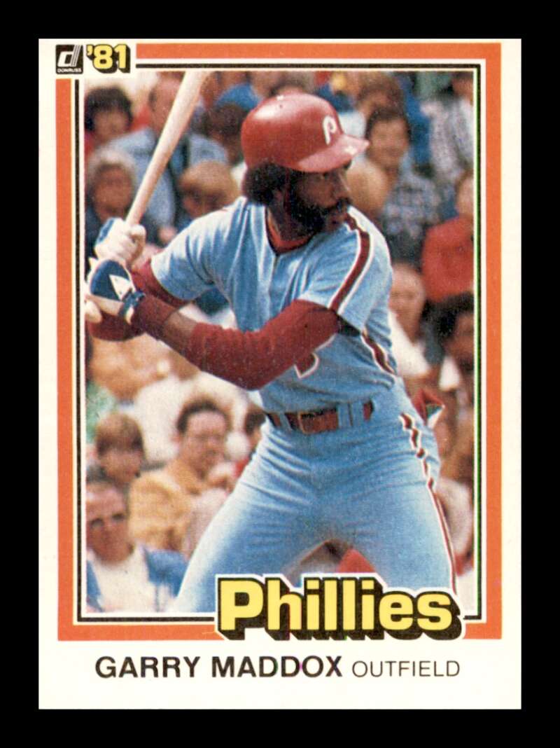 1981 Donruss Baseball #55 Garry Maddox Philadelphia Phillies  Official MLB Trading Card (Stock Photo Shown, Card in approximately Near Mint Condition)