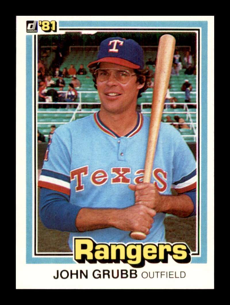 1981 Donruss Baseball #148 Johnny Grubb Texas Rangers  Official MLB Trading Card (Stock Photo Shown, Card in approximately Near Mint Condition)