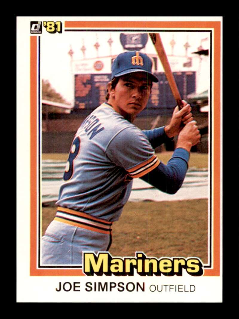 1981 Donruss Baseball #168 Joe Simpson Seattle Mariners  Official MLB Trading Card (Stock Photo Shown, Card in approximately Near Mint Condition)