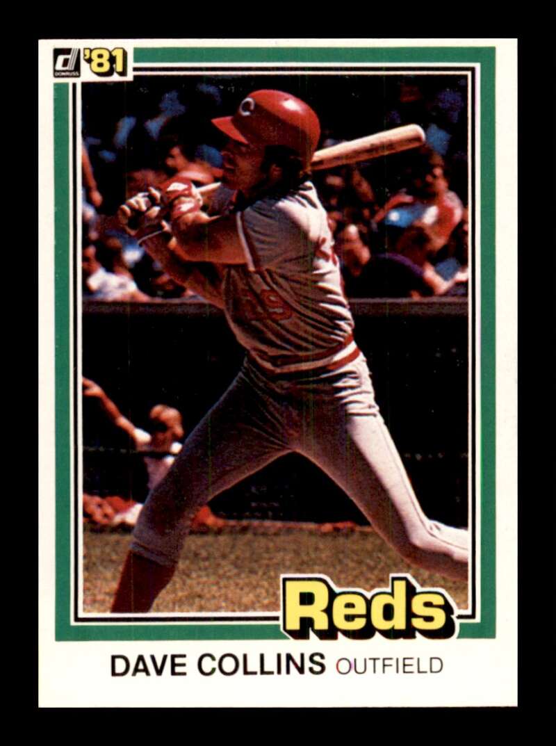 1981 Donruss Baseball #185 Dave Collins Cincinnati Reds  Official MLB Trading Card (Stock Photo Shown, Card in approximately Near Mint Condition)