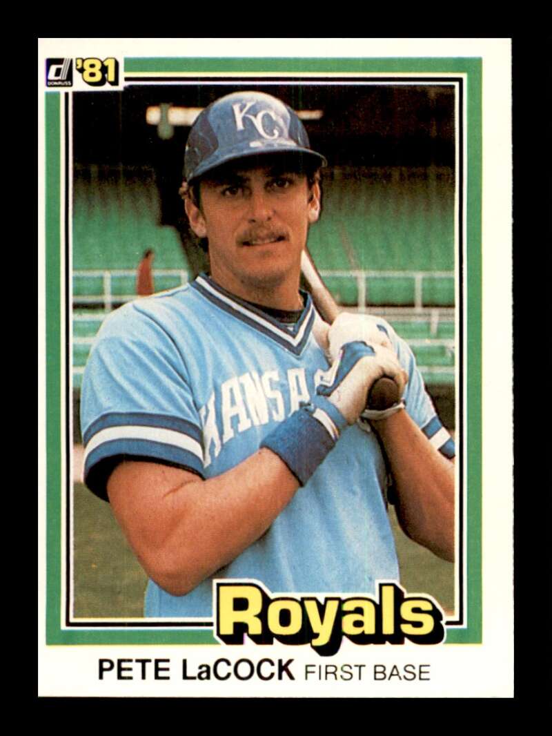 1981 Donruss Baseball #344 Pete LaCock Kansas City Royals  Official MLB Trading Card (Stock Photo Shown, Card in approximately Near Mint Condition)