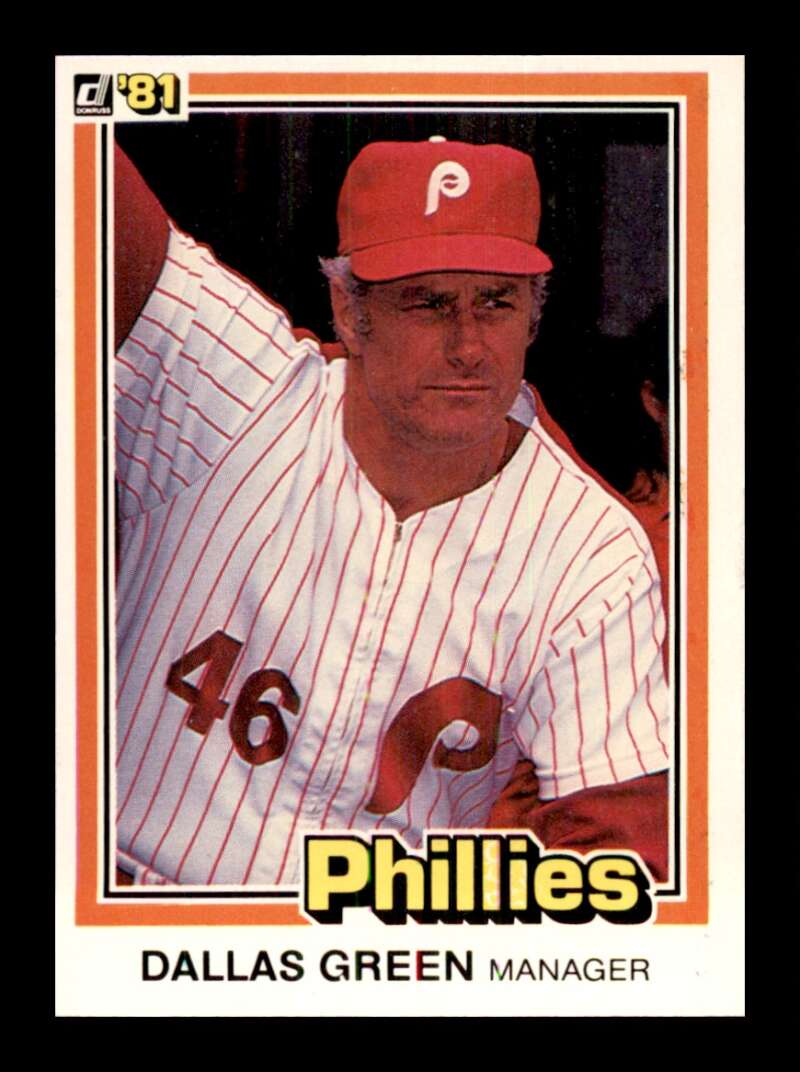 1981 Donruss Baseball #415 Dallas Green Philadelphia Phillies Manager  Official MLB Trading Card (Stock Photo Shown, Card in approximately Near Mint C