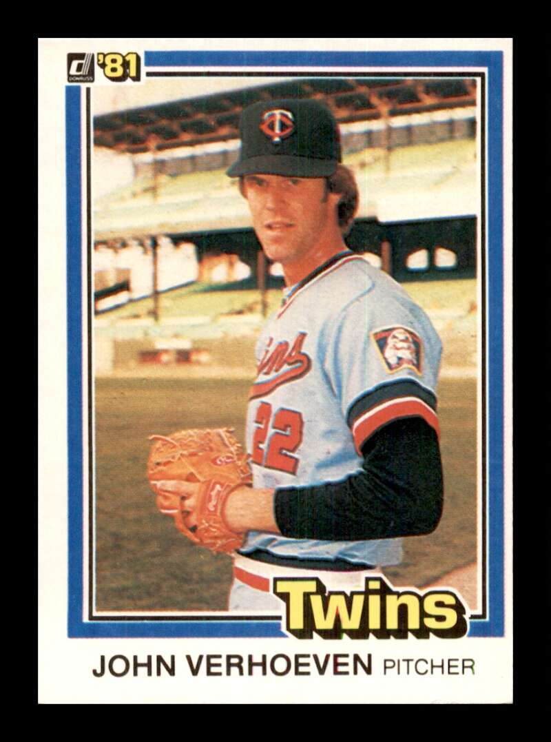 1981 Donruss Baseball #564 John Verhoeven Minnesota Twins  Official MLB Trading Card (Stock Photo Shown, Card in approximately Near Mint Condition)