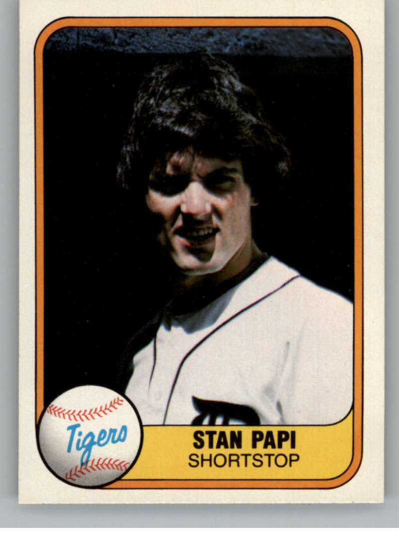 1981 Fleer Baseball #480b Stan Papi Detroit Tigers COR (Shortstop on Front) Official MLB Trading Card