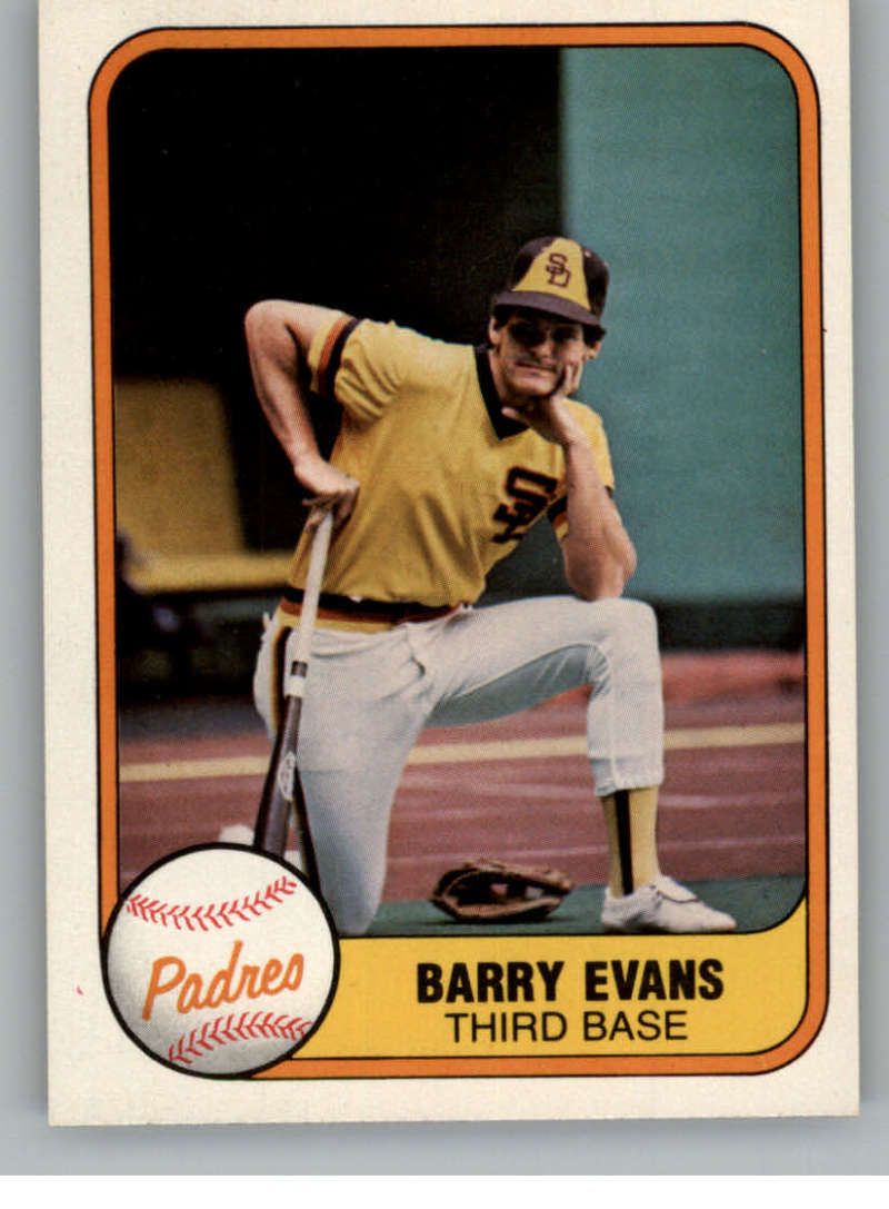 1981 Fleer Baseball #499 Barry Evans RC Rookie San Diego Padres  Official MLB Trading Card