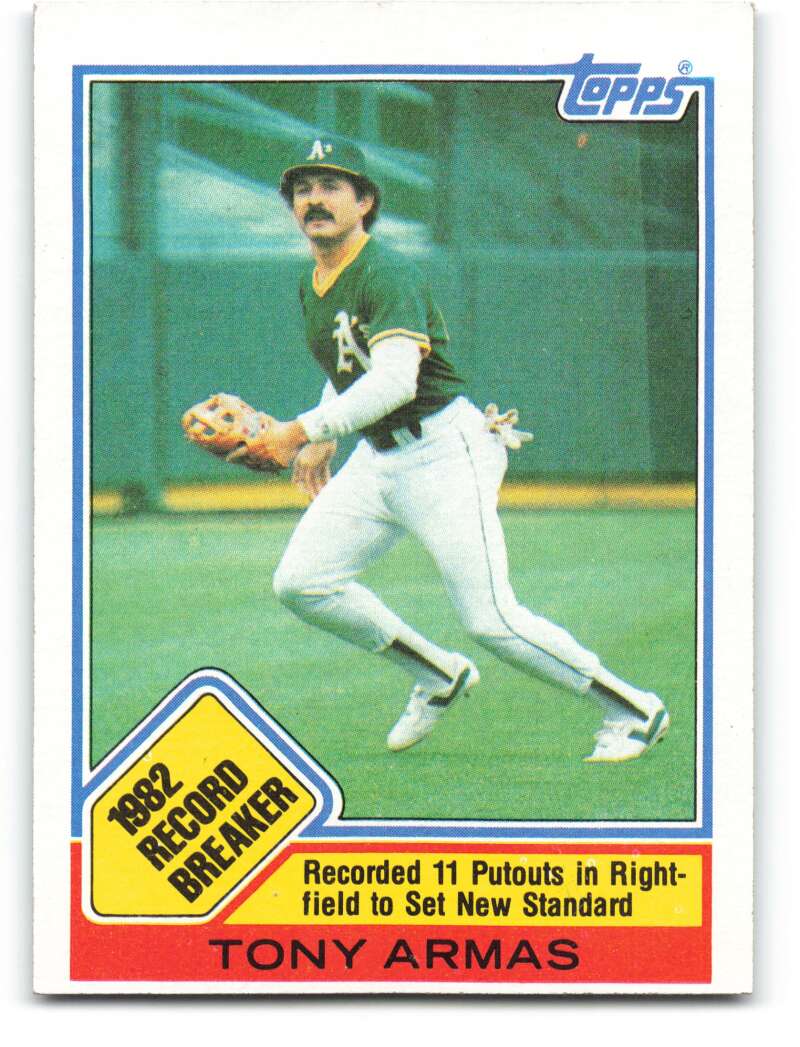 1983 Topps Baseball #1 Tony Armas Oakland Athletics RB  MLB Trading Card from Vending boxes (stock photos used) Near Mint or better condition Sharp Co