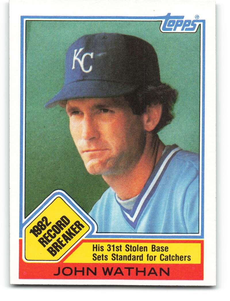 1983 Topps Baseball #6 John Wathan Kansas City Royals RB  MLB Trading Card from Vending boxes (stock photos used) Near Mint or better condition Sharp 