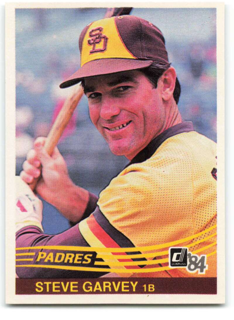 1984 Donruss Baseball #63 Steve Garvey San Diego Padres  Official MLB Trading Card Sharp Edges and Corners from Set Break (Stock Photo Shown, Centerin