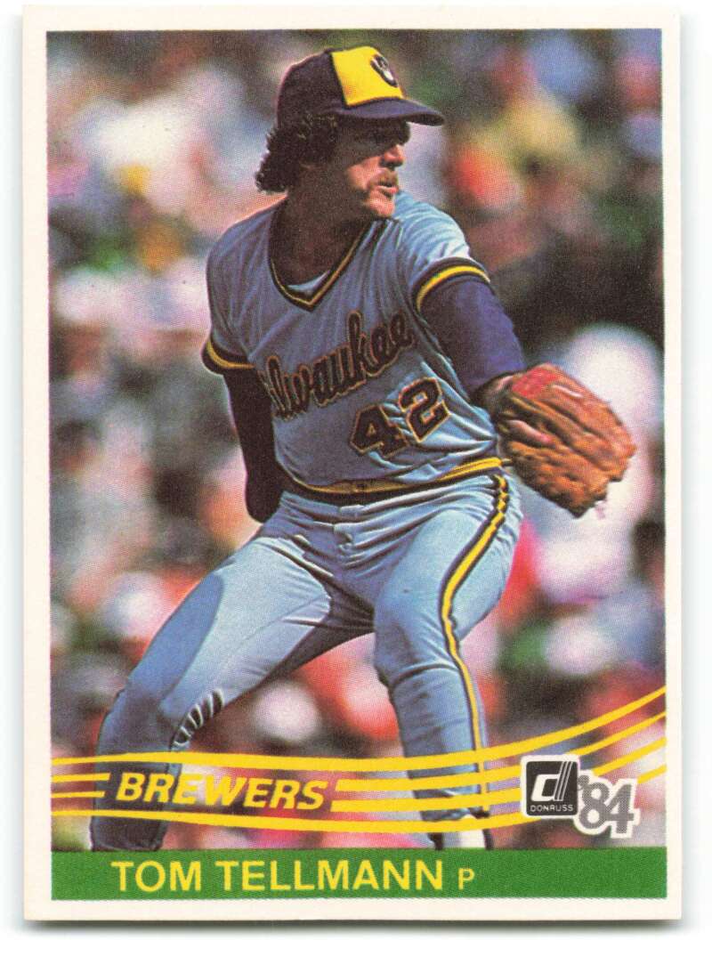 1984 Donruss Baseball #149 Tom Tellmann Milwaukee Brewers  Official MLB Trading Card Sharp Edges and Corners from Set Break (Stock Photo Shown, Center