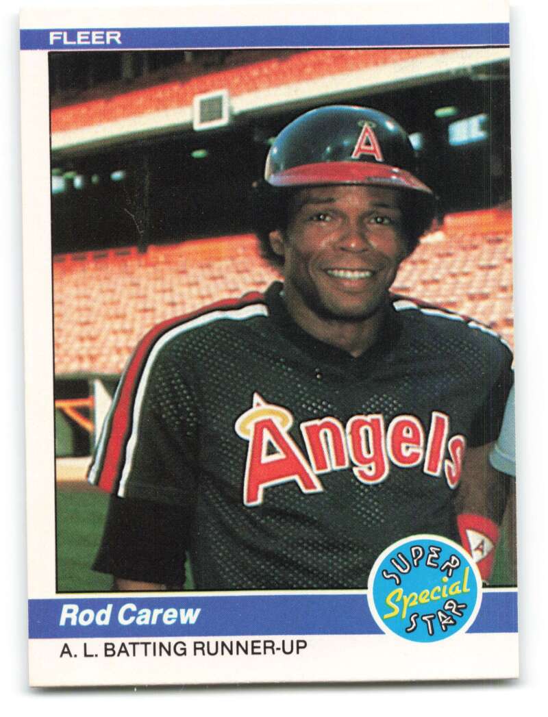1984 Fleer Baseball #629 Rod Carew California Angels A.L. Batting Runner-Up Official MLB Trading Card From The Fleer Cor