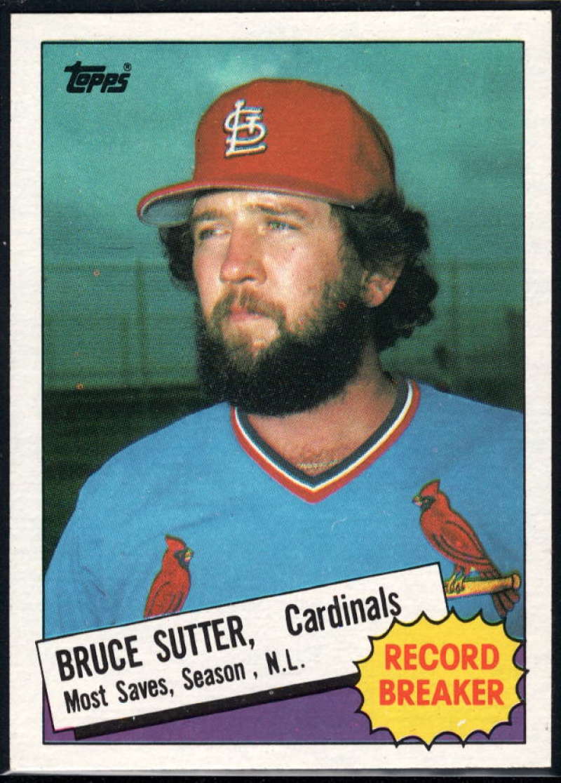 1985 Topps Baseball #9 Bruce Sutter St. Louis Cardinals Record Breaker  Official MLB Trading Card (stock photos used) Near Mint or better condition