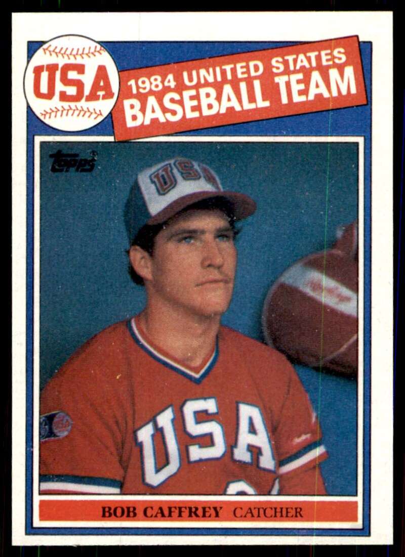 1985 Topps Baseball #394 Bob Caffrey RC Rookie USA Olympic Team  Official MLB Trading Card (stock photos used) Near Mint or better condition