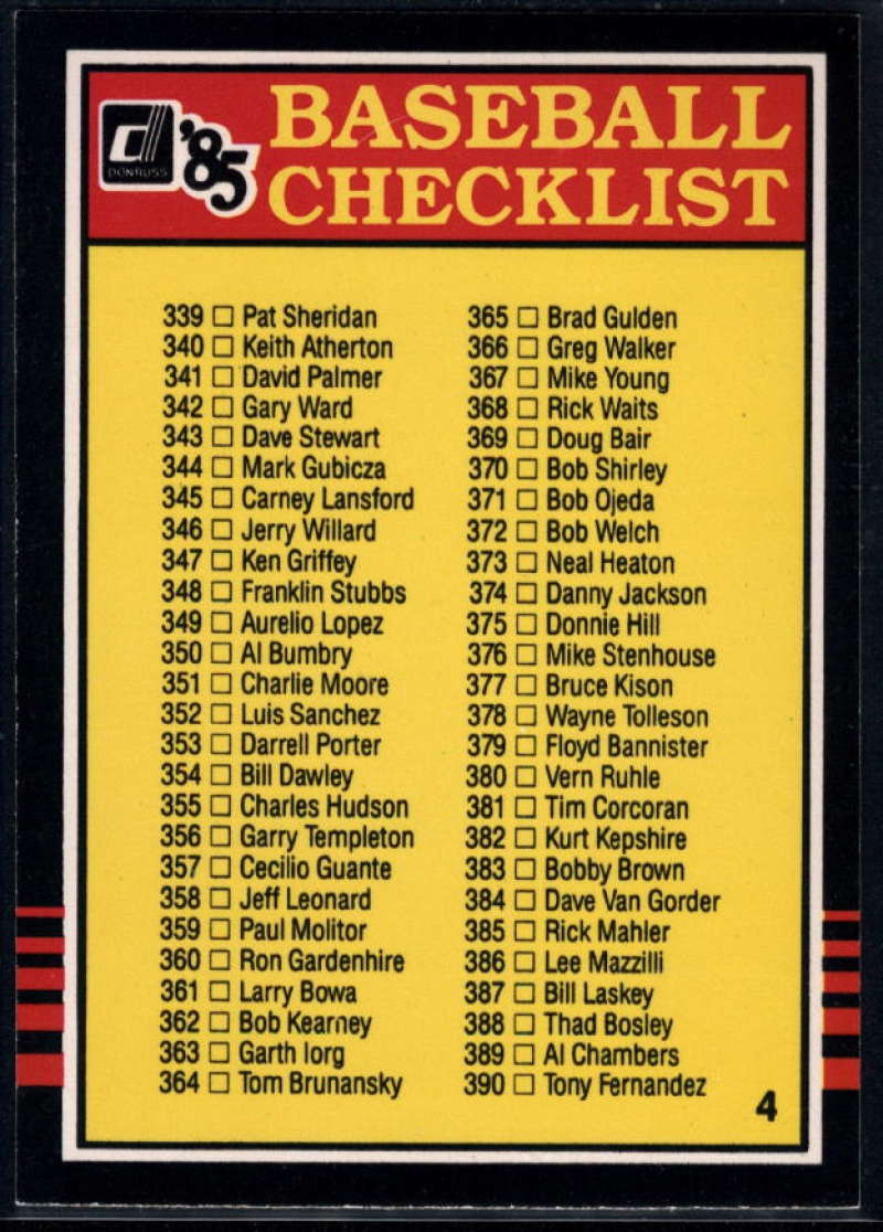 1985 Donruss #658 Checklist 339-442 NM-MT Baseball 