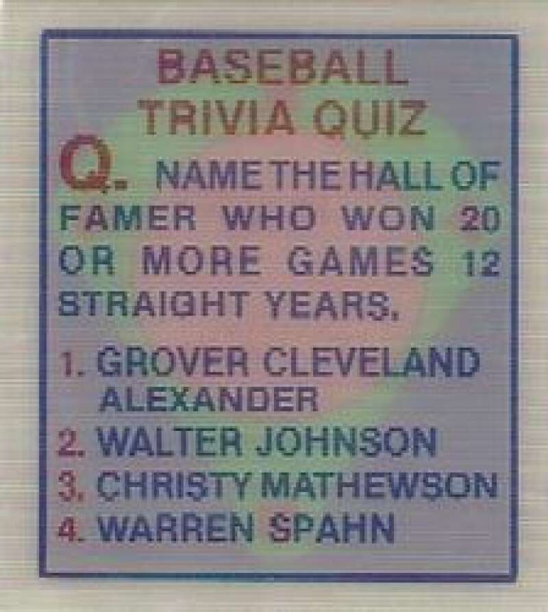 1986 Sportflic  Decade Great Trivia Cards
