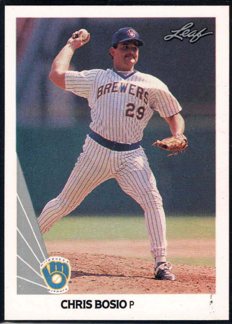 1990 Leaf Baseball #26 Chris Bosio Milwaukee Brewers  Official MLB Trading Card