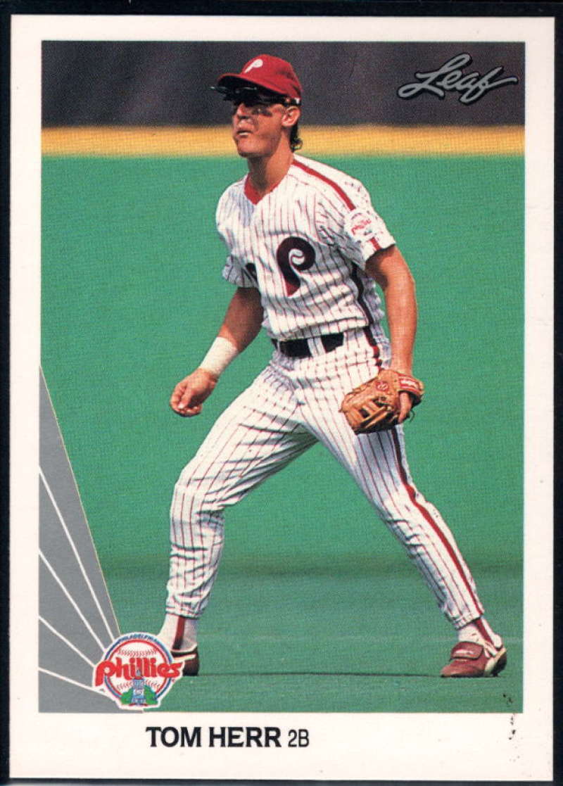 1990 Leaf Baseball #184 Tom Herr Philadelphia Phillies  Official MLB Trading Card