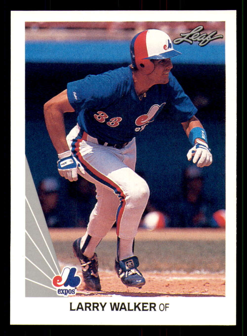 1990 Leaf Baseball #325 Larry Walker RC Rookie Montreal Expos  Official MLB Trading Card