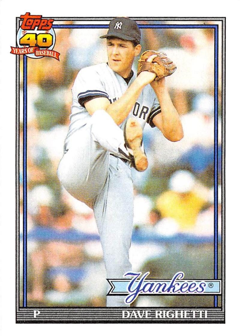 1991 Topps #410 Dave Righetti NM-MT New York Yankees 