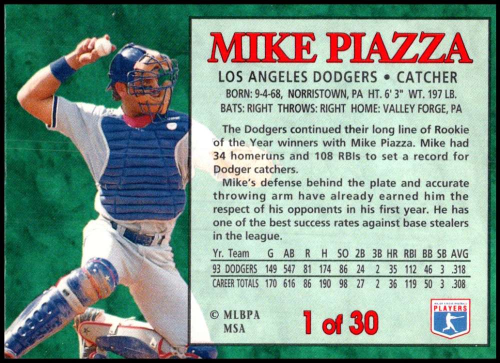 1994 Post Cereal 30 Baseball card set 