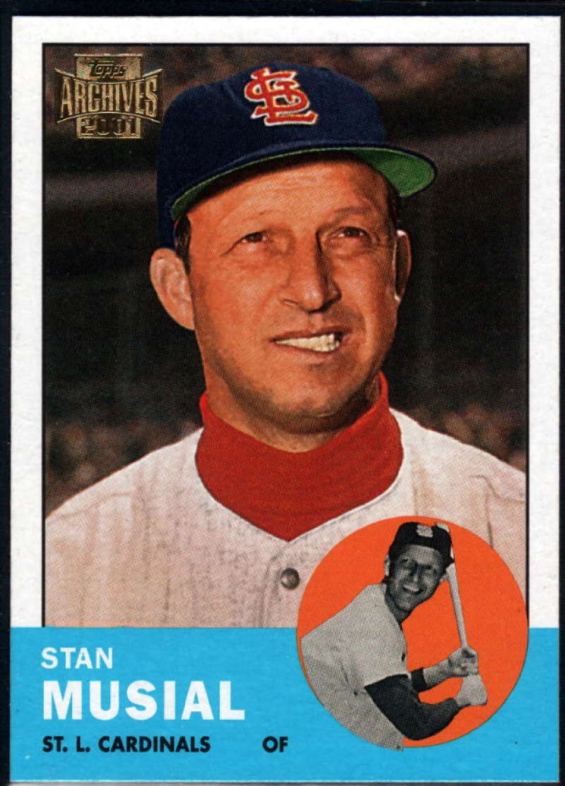 2001 Topps Archives Baseball #180 Stan Musial St. Louis Cardinals 1963 Official Retro Themed Trading Card From The Topps