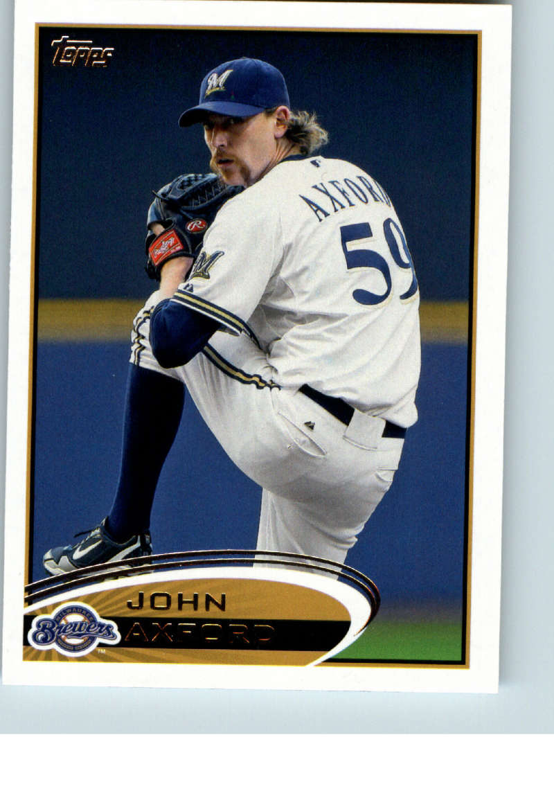 2012 Topps Series 1 Baseball #294 John Axford Milwaukee Brewers  Official MLB Trading Card