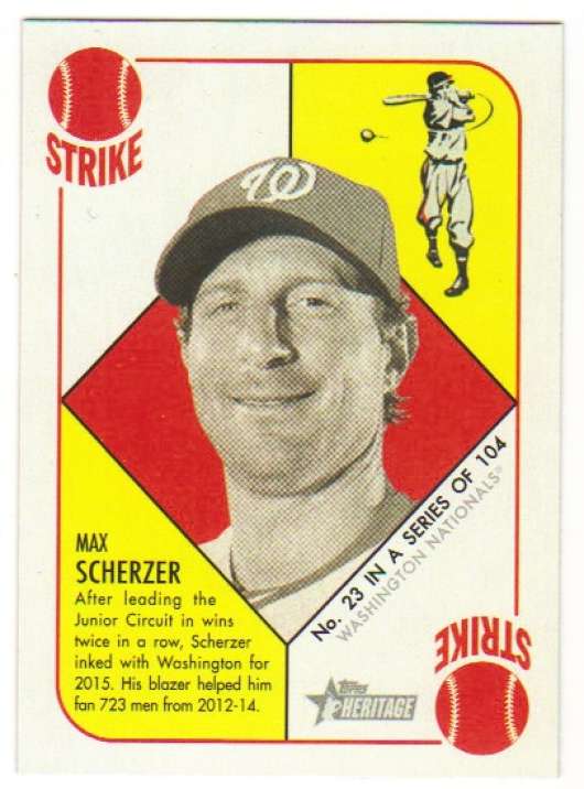 2015 Topps Heritage '51 Collection Baseball #23 Max Scherzer Washington Nationals  Official MLB Trading Card