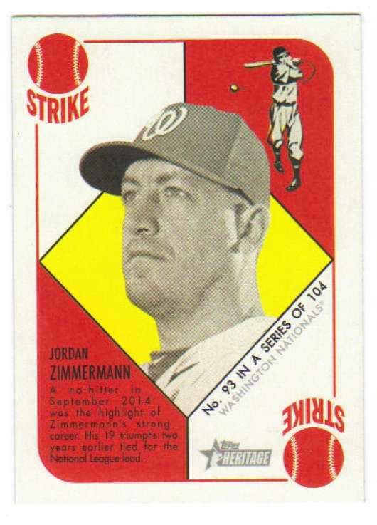 2015 Topps Heritage '51 Collection Baseball #93 Jordan Zimmermann Washington Nationals  Official MLB Trading Card