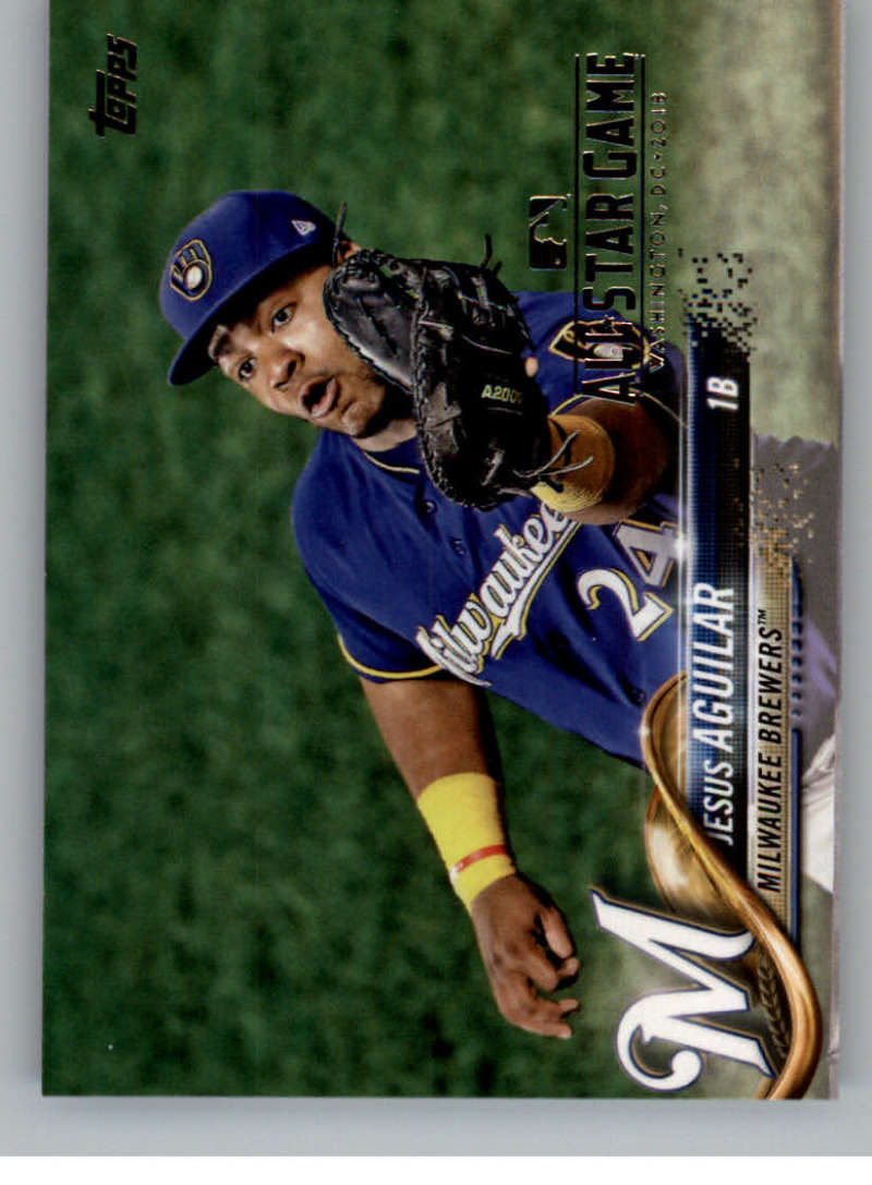 2018 Topps All-Star Edition #442 Jesus Aguilar Milwaukee Brewers with a ASG Logo RARE