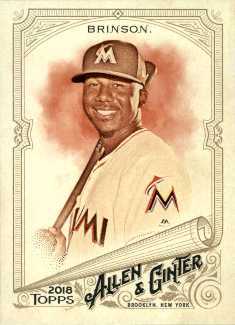 2018 Topps Allen and Ginter Baseball #305 Lewis Brinson SP Short Print Miami Marlins Official MLB Trading Card