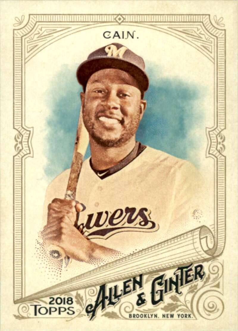 2018 Topps Allen and Ginter Baseball #336 Lorenzo Cain SP Short Print Milwaukee Brewers Official MLB Trading Card
