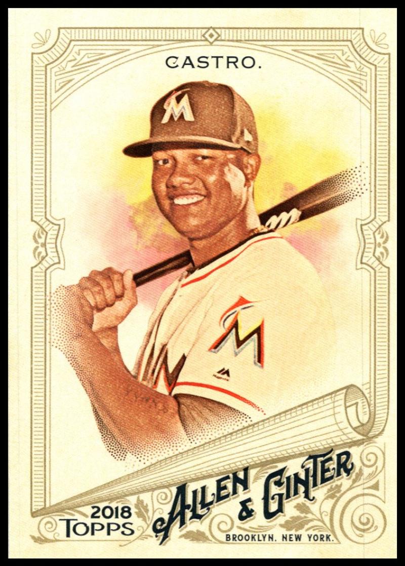 2018 Topps Allen and Ginter Baseball #339 Starlin Castro SP Short Print Miami Marlins Official MLB Trading Card