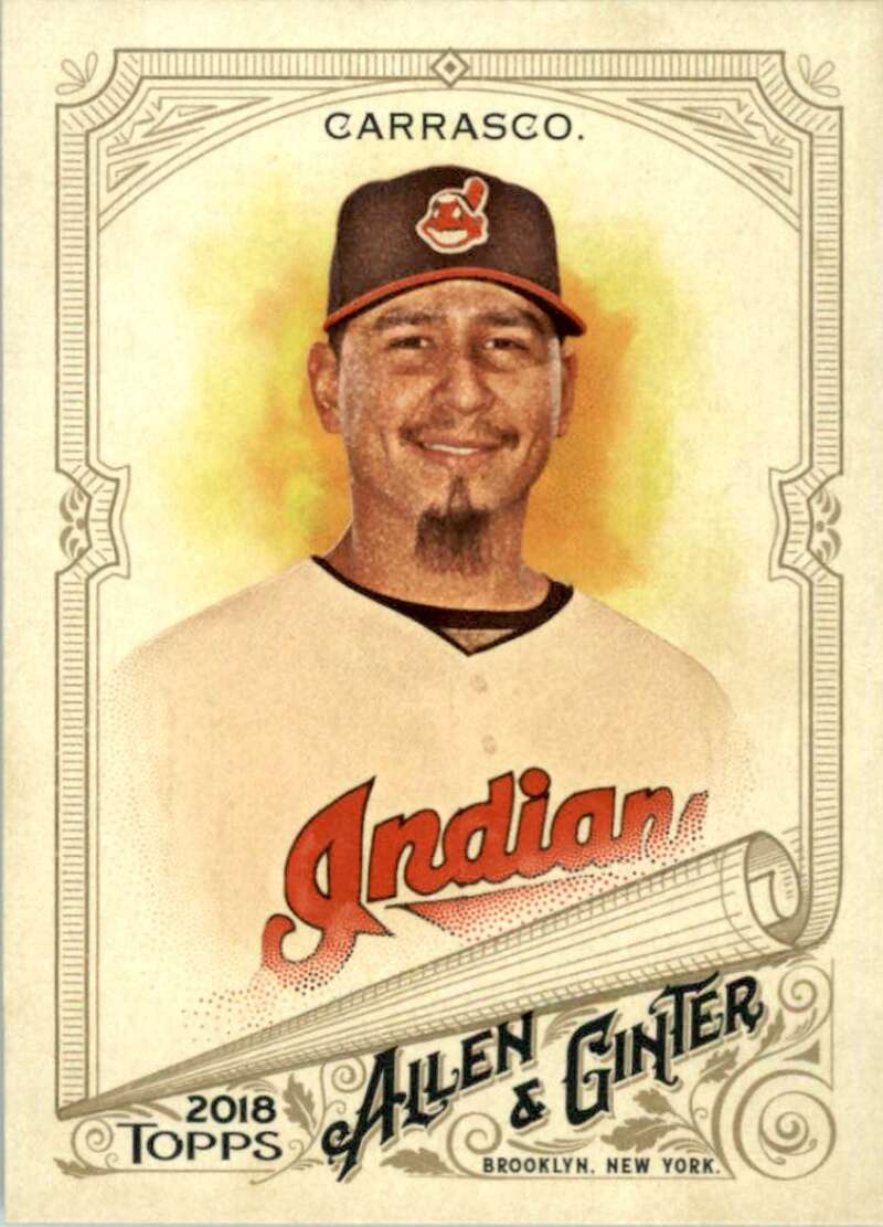 2018 Topps Allen and Ginter Baseball #342 Carlos Carrasco SP Short Print Cleveland Indians Official MLB Trading Card