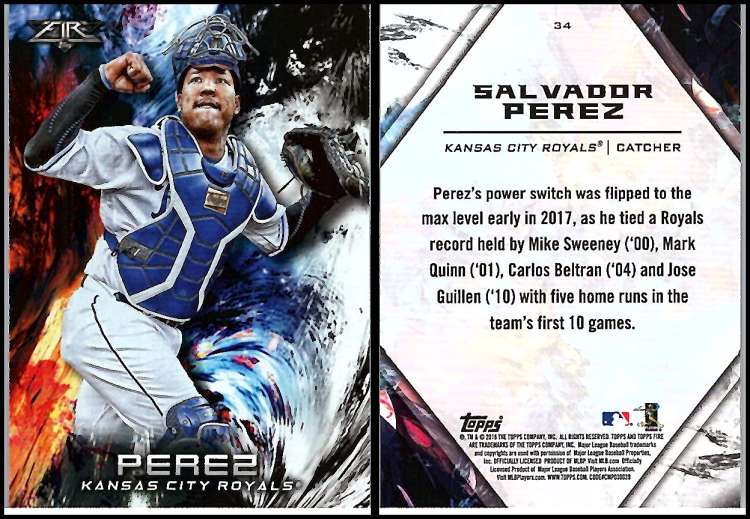 2018 Topps Fire Baseball #34 Salvador Perez Kansas City Royals Target Exclusive MLB Trading Card