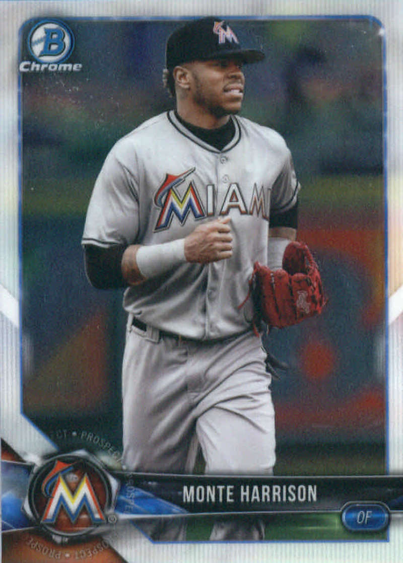 2018 Bowman Chrome Prospects Baseball #BCP238 Monte Harrison Miami Marlins  Official Trading Card