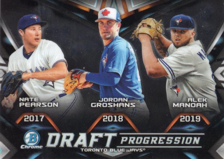 2019 Bowman Draft Draft Progression Trios #DPR-TOR Nate Pearson/Jordan Groshans/Alek Manoah RC Rookie Toronto Blue Jays  MLB Baseball Trading Card