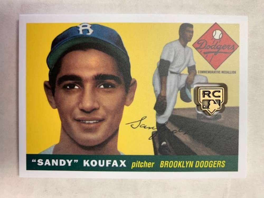 2020 Topps Series 1 Retrospective Rookie Card Logo Medallion Manufactured Relic #RCR-SK Sandy Koufax Brooklyn Dodgers  Official MLB Baseball Retail Bl