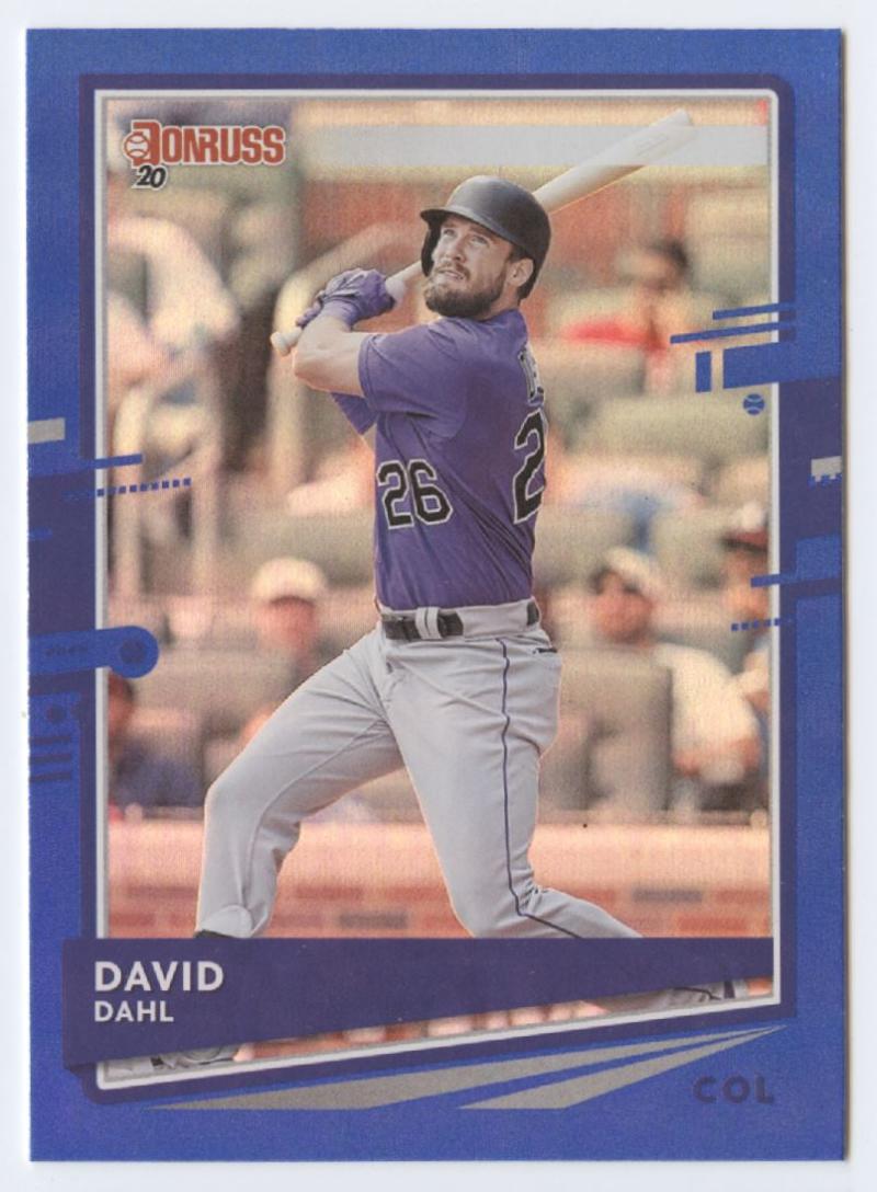 2020 Donruss Baseball Holo Blue #140 David Dahl Colorado Rockies  Official Panini America Player Licensed Trading Card