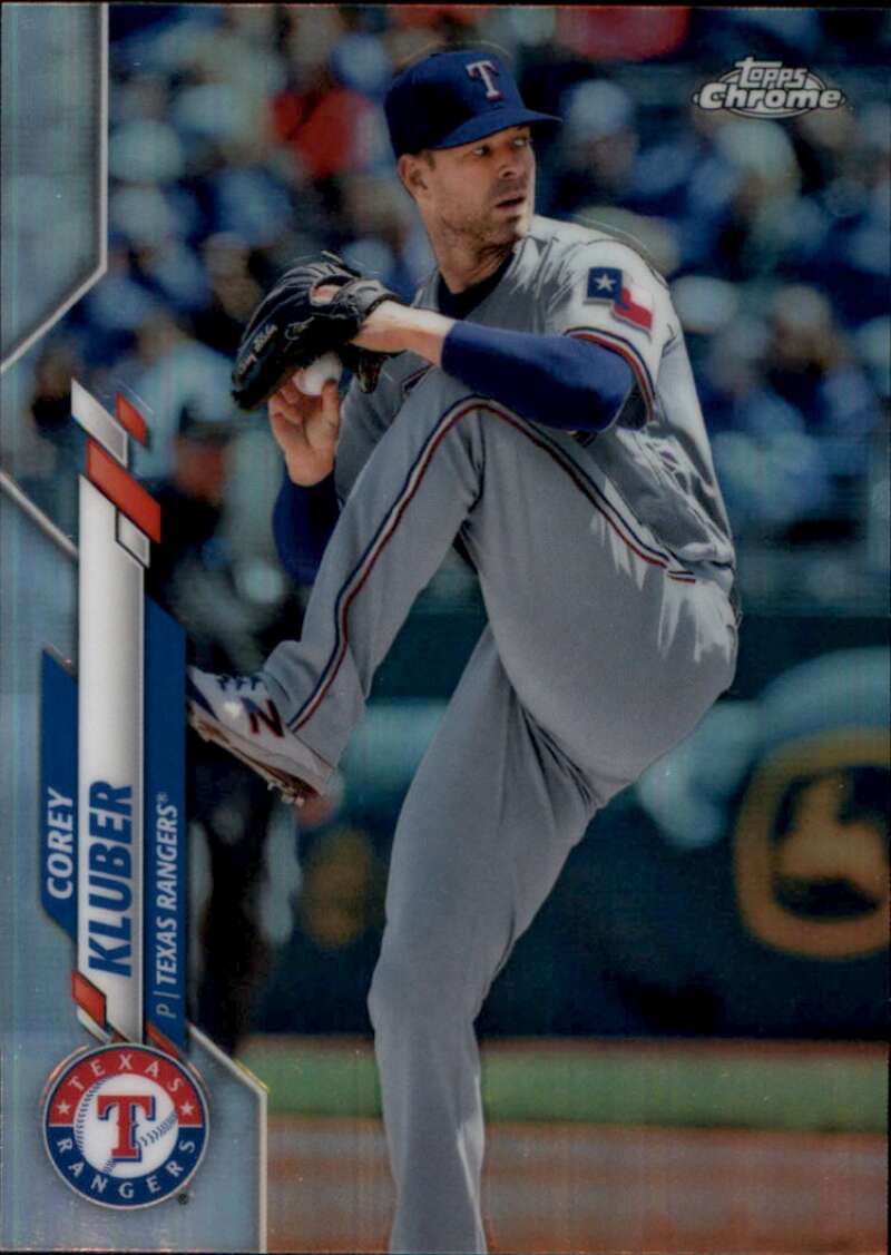 2020 Topps Chrome Refractor #41 Corey Kluber Texas Rangers  MLB Baseball Trading Card