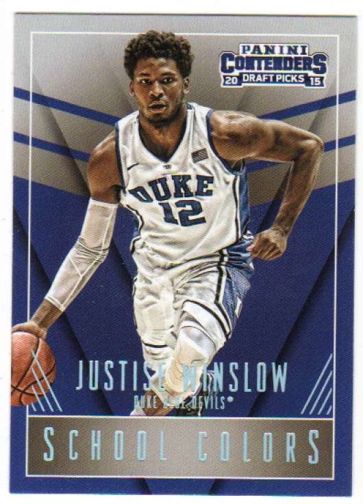 2015-16 Contenders Draft Picks School Colors Basketball #23 Justise Winslow Duke Blue Devils  Official NCAA Trading Card made by Panini