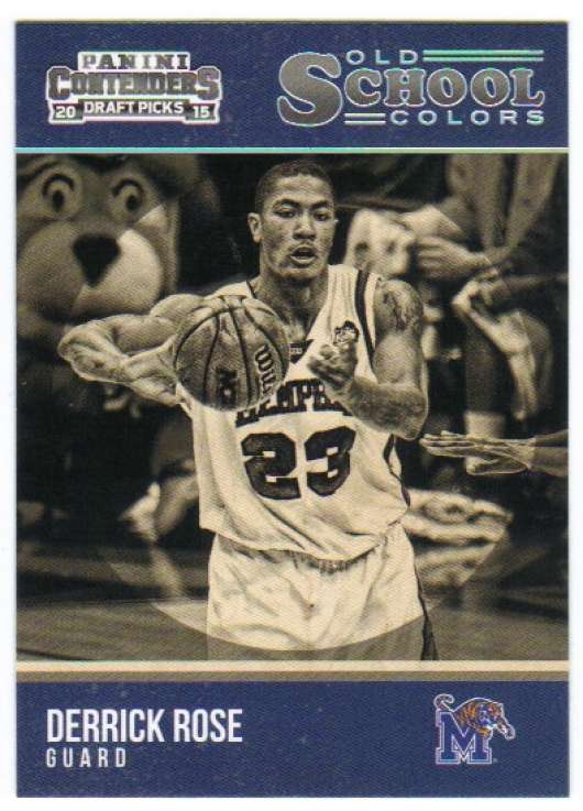 2015-16 Contenders Draft Picks Old School Colors Basketball #9 Derrick Rose Memphis Tigers  Official NCAA Trading Card made by Panini