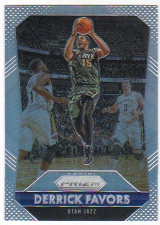 2015-16 Prizm Basketball Silver Refractor Prizm #191 Derrick Favors Utah Jazz  Official NBA Trading Card by Panini America
