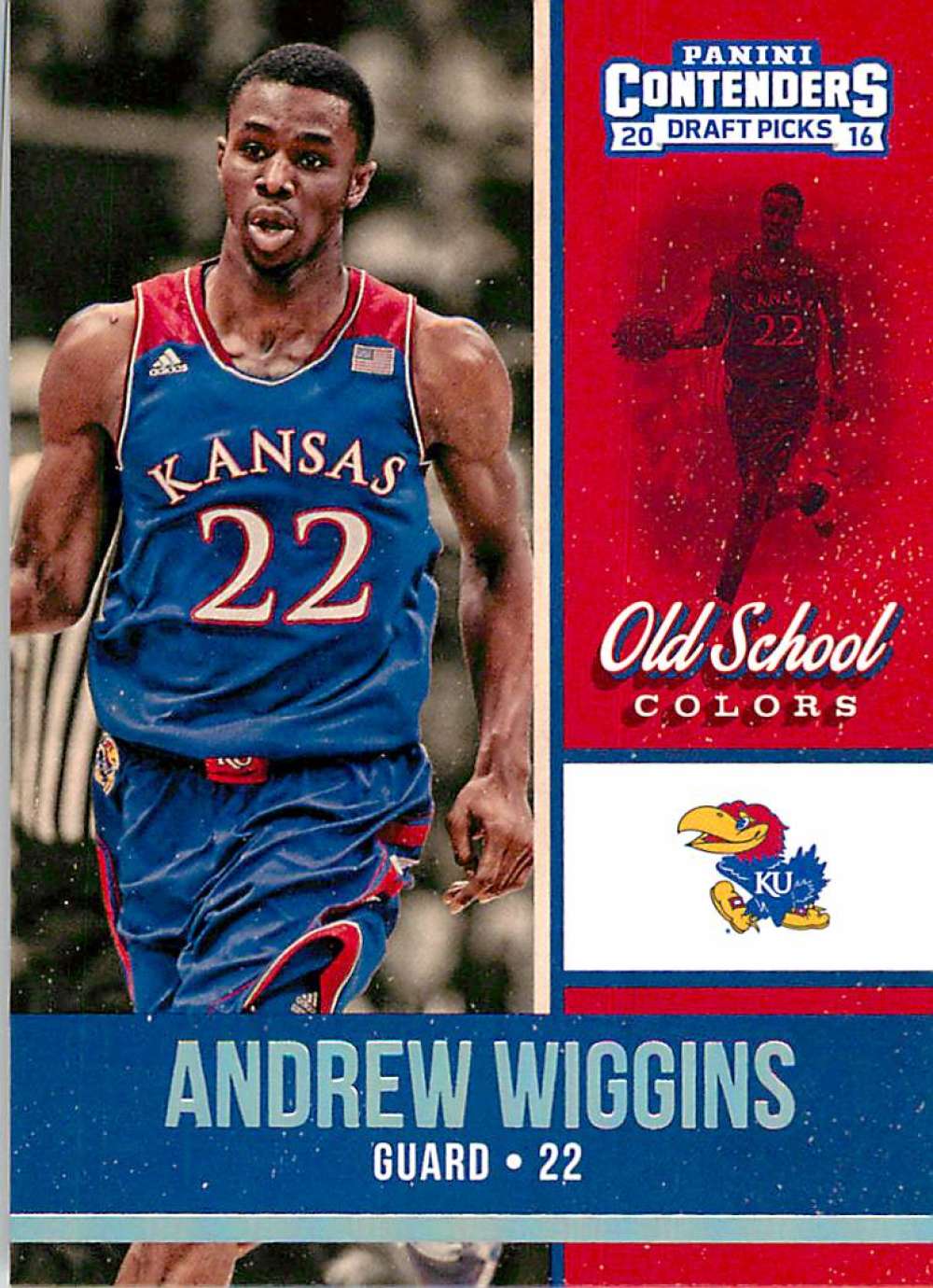 2016-17 Panini Contenders Draft Picks Old School Colors #1 Andrew Wiggins Kansas Jayhawks Collegiate Basketball Card