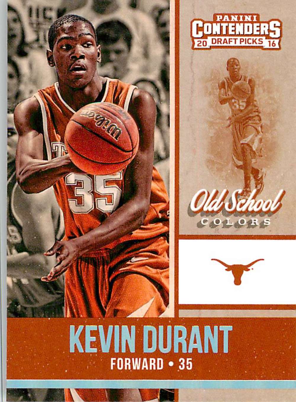 2016-17 Panini Contenders Draft Picks Old School Colors Basketball #13 Kevin Durant Texas Longhorns 