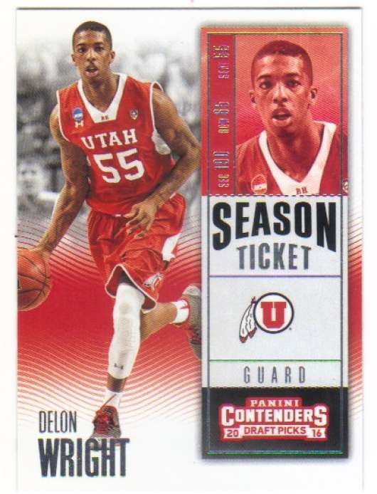 2016-17 Panini Contenders Draft Picks Season Ticket Basketball #23 Delon Wright Utah Utes 