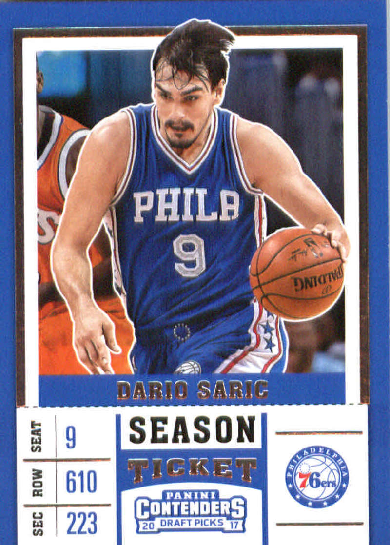 2017-18 Panini Contenders Draft Picks Season Ticket #11 Dario Saric Blue Jersey Philadelphia 76ers