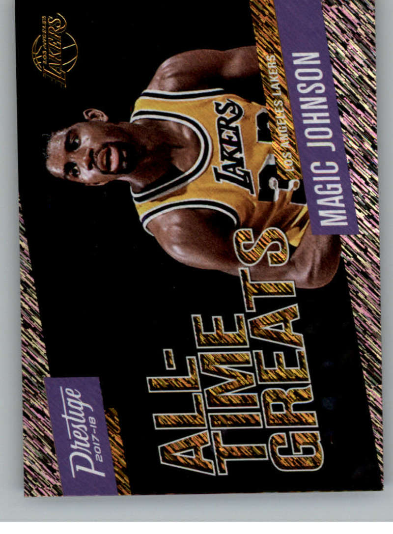 2017-18 NBA Prestige All-Time Greats Rain #2 Magic Johnson Los Angeles Lakers  Official Panini Basketball Trading Card