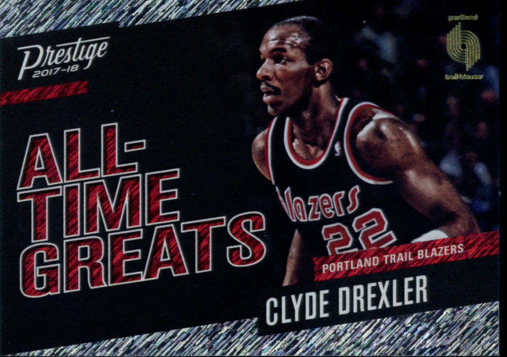 2017-18 NBA Prestige All-Time Greats Rain #18 Clyde Drexler Portland Trail Blazers  Official Panini Basketball Trading Card