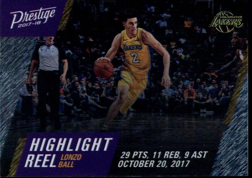 2017-18 NBA Prestige Highlight Reel Rain #3 Lonzo Ball Los Angeles Lakers  Official Panini Basketball Trading Card
